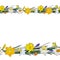 Seamless border, ribbon with a bouquet of daffodils.