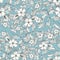 Seamless botanic pattern with blue background