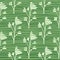 Seamless botanic pattern with flowers. Green background with strips. Simple design