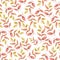Seamless botanic pink yellow pattern. Digital illustration.