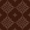 Seamless botanical pattern of painted oriental motifs on a brown background