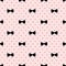 Seamless bow pattern on polka dots background. Cute fashion illustration.