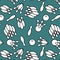 Seamless bowling pattern on turquoise background. bowling sports background. simple vector illustration