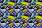 Seamless boy face pattern on cyan color background for Halloween festival fabric and cute pattern for printed products