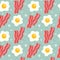 Seamless breakfast food pattern with egg and bacon