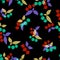 Seamless bright colorful berry pattern on black