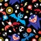 Seamless bright festive halloween pattern with bats