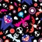 Seamless bright festive halloween pattern with bats