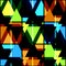 Seamless bright geometrical triangles pattern on black