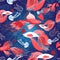 Seamless bright pattern lovers red fish