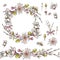 Seamless brush, wreath of apricot flowers in vector