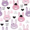 Seamless bunny pattern vector illustration