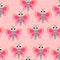 Seamless butterfly pattern on the pink spotted background
