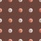 Seamless button pattern on brown background. It is perfect for packaging design, branding and sewing-themed websites.