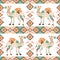 Seamless camel pattern made from flowers, leaves in the bohemian style