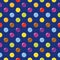 Seamless candy background pattern. Sugar coated candy on blue background.