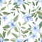 Seamless Capri Blue Floral Watercolor Pattern for Textile Design