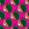 Seamless cartoon character watermelon on pink background. Vector image