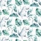 Seamless cartoon crocodiles pattern. Watercolor tropic african illustration with watercolor alligators and Africa palms