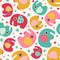 Seamless cartoon elephant pattern