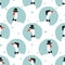 Seamless cartoon geese pattern. Vector goose polka dot  background