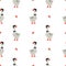 Seamless cartoon goose pattern for kids. Vector cute geese gentlemen