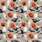 Seamless cartoon Halloween pattern. Halloween ghosts, bats and pumpkin boo characters.