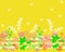 Seamless cartoon horizontal flowers pattern background