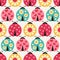 Seamless cartoon ladybug pattern