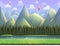 Seamless cartoon mountain natural landscape, vector unending background with separated layers.
