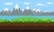 Seamless cartoon nature landscape, flat game background vector.