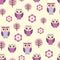 Seamless cartoon owls pattern