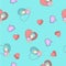 Seamless cartoon pattern with girl likes and heart