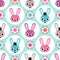 Seamless cartoon rabbits pattern