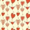 Seamless cartoon romantic pattern with hearts