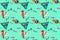 Seamless cartoon style cute wallpaper on a creamy green background, colorful guppy pattern, can be connected infinitely, for