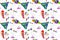Seamless cartoon style cute wallpaper on a white background, colorful guppy pattern, can be connected infinitely, for printing