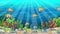 Seamless cartoon underwater landscape