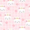 Seamless cat princess pattern. Vector background for kids.