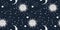 Seamless celestial pattern on the theme of astrology, mysticism. pattern with stars, sun, moon, constellations, zodiac signs.