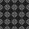 Seamless checkered abstract monochrome pattern from square zones filled with circles and ovals. Pattern for clothing