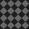 Seamless checkered chess monochrome pattern. White squares consisting of circles on black background. Vector