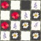Seamless checkered pattern with daisy, poppy and bell flowers. Patchwork style. Print for fabric, ceramic tile
