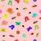 Seamless Child Drawing Pattern. Funny Doodle Insects, snails and caterpillar. Perfect Design for Children.