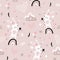 Seamless childish pattern with bunny princess on rainbow. Creative kids texture for fabric, wrapping, textile, wallpaper, apparel