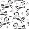 Seamless childish pattern with cute horses and hand drawn textures. Creative blackand white kids texture for fabric, wrapping,