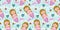 Seamless childish pattern with cute mermaids. Undersea vector illustration trendy texture. Perfect for fabric,textile,wrapping