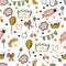 Seamless childish pattern hand drawn little princess. creative childish designs for fabric, wrapping, wallpaper, textile, apparel