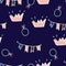 Seamless childish pattern hand drawn little princess crown. creative childish designs for fabric, wrapping, wallpaper, textile,