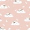 Seamless childish pattern with little clouds. Cute vector texture for kids bedding, fabric, wallpaper, wrapping paper